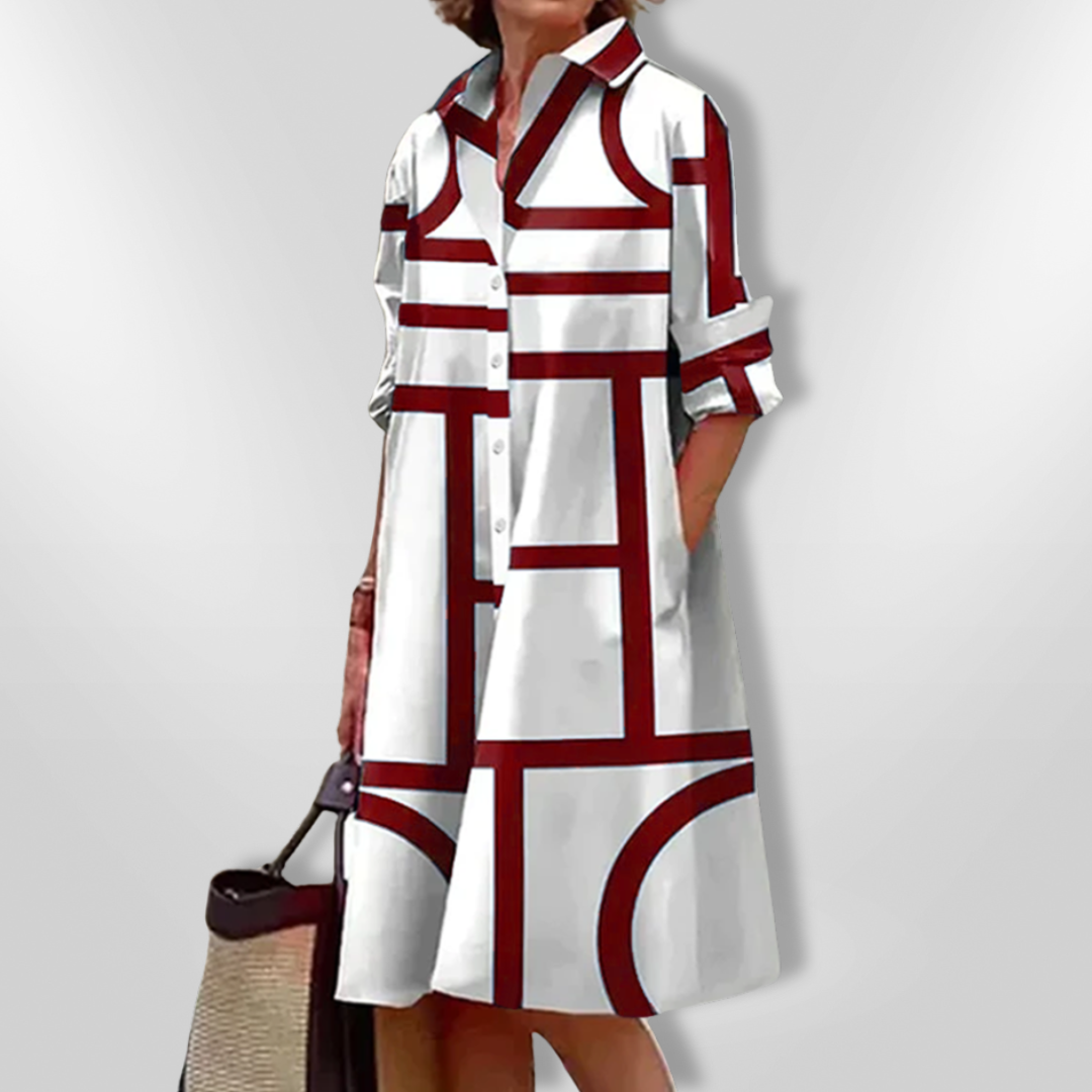 Helena | Midikleid mit geometrischem Muster