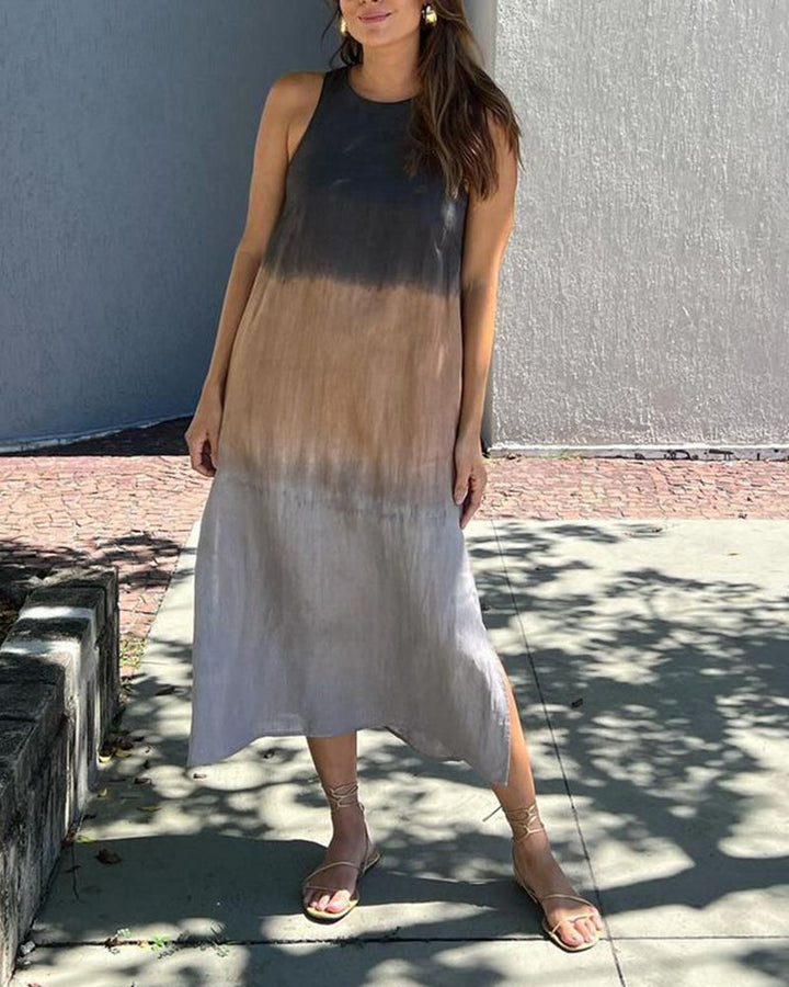 Anette | Ärmeloses Farbverlauf-Kleid mit Rundhalsausschnitt