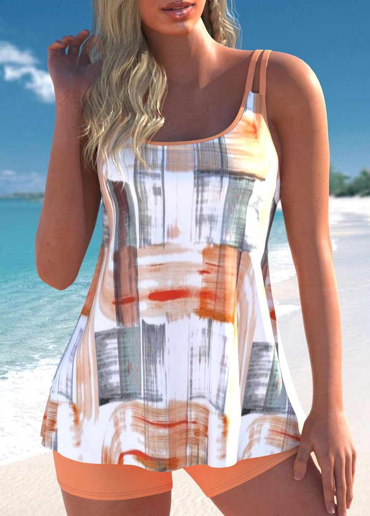 Luftige Tropische Pflanzenprint Tankini-Set Blau Letzter Tag 80% Rabatt!