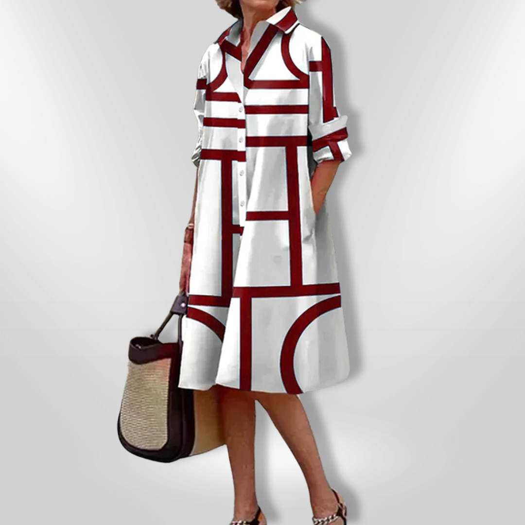 Helena | Midikleid mit geometrischem Muster