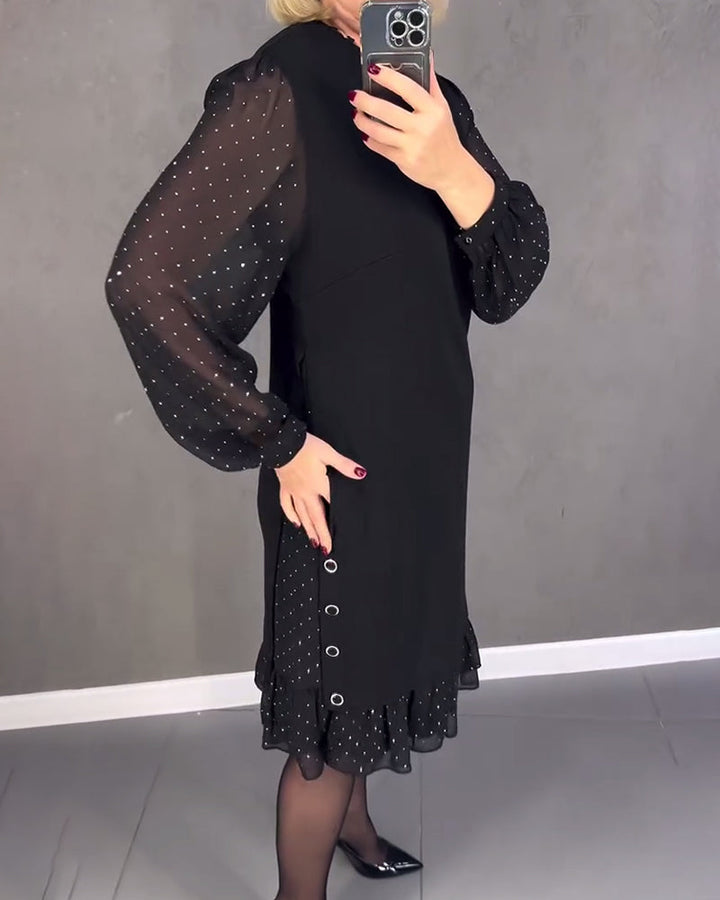 ELIANA | Elegantes Kleid mit transparenten Ärmeln und schmeichelhaftem Schnitt für Herbstveranstaltungen