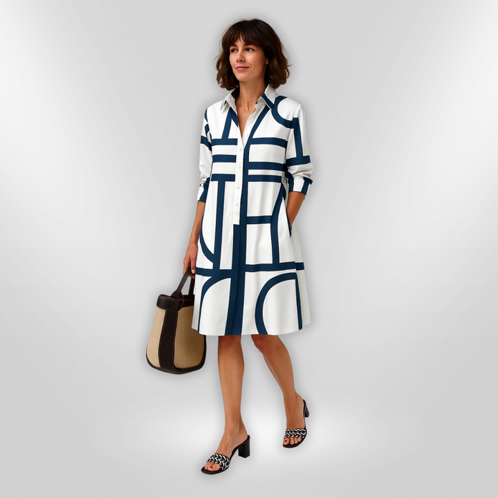 | Geometrisches Muster Midi Kleid