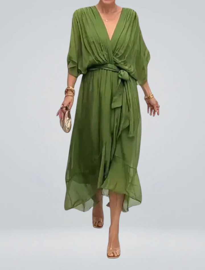 GINEVRA | Langes elegantes Kleid mit femininer Ausschnitt