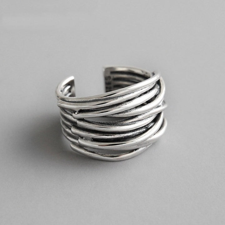 925er Sterling Silber Verstellbarer Schicht-Ring