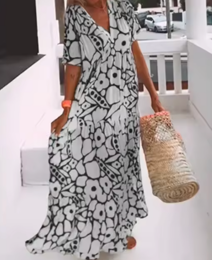 ESTER - Maxikleid mit kurzen Ärmeln