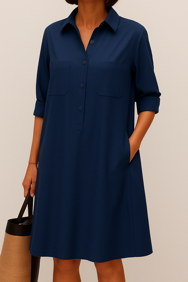 Barbara | Elegant gemusterter Kleid mit Knöpfen