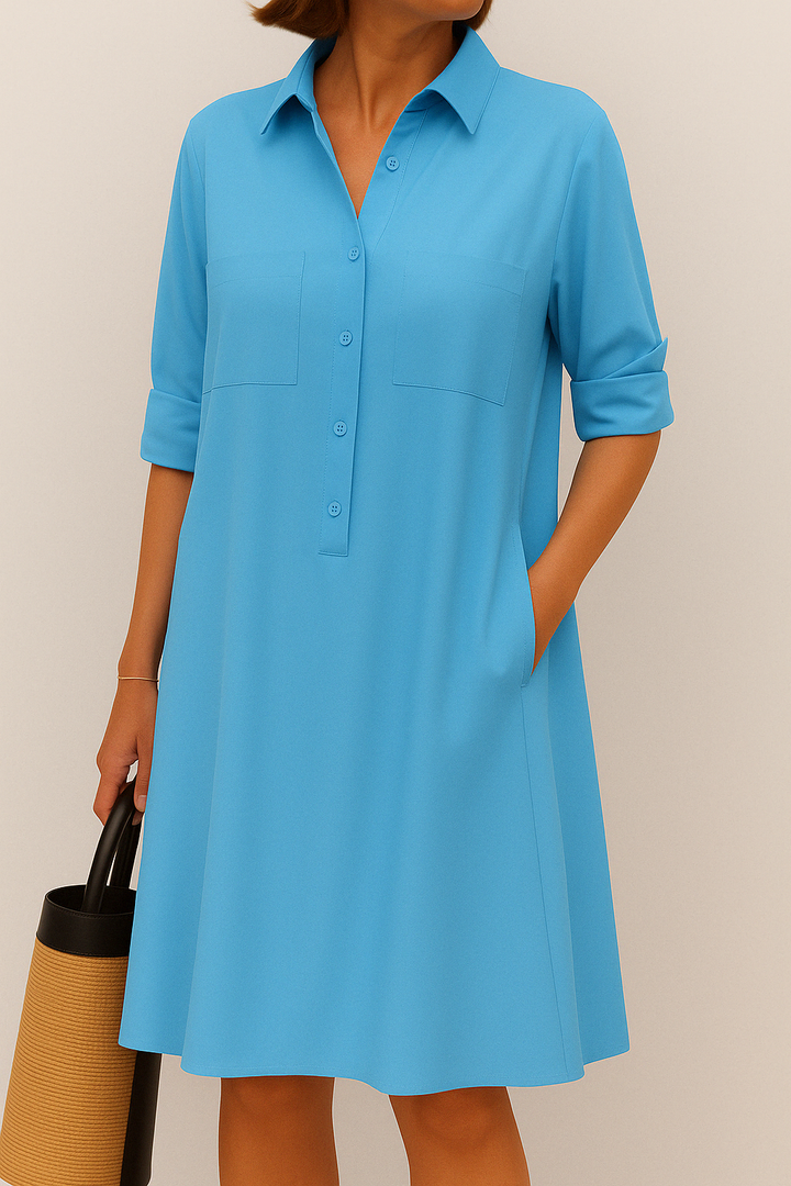 Barbara | Elegant gemusterter Kleid mit Knöpfen