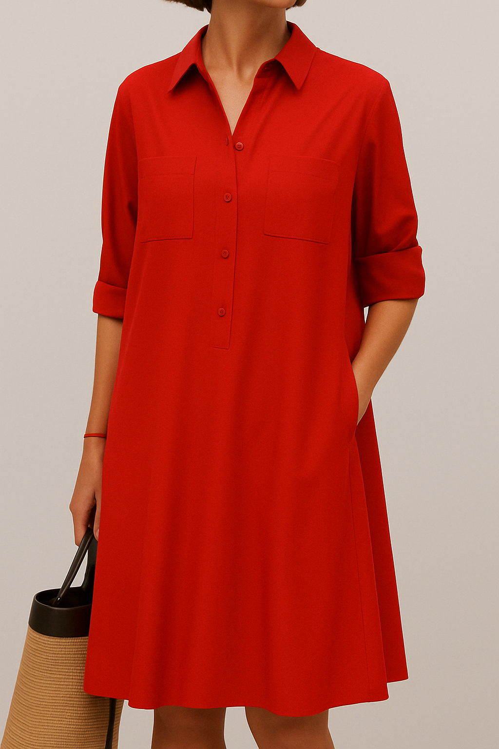 Barbara | Elegant gemusterter Kleid mit Knöpfen