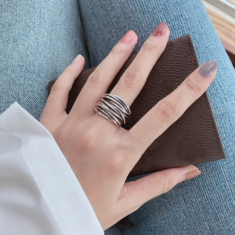 925er Sterling Silber Verstellbarer Schicht-Ring