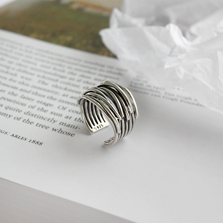 925er Sterling Silber Verstellbarer Schicht-Ring