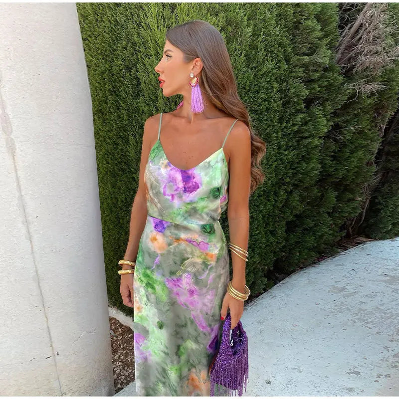 Anisten™ | Lange Damenrobe mit Halo-Dye Druck Sommer Bohemien