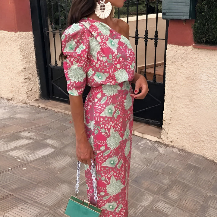 Émilie™ | Langes bedrucktes Kleid