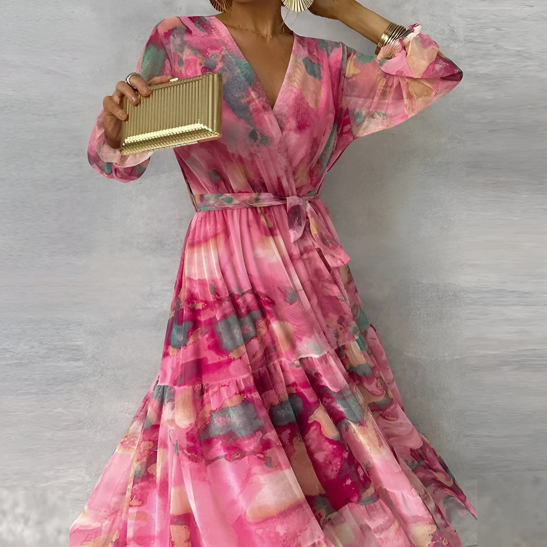 LUCIA | Langes Sommerkleid mit Blumenmuster und verstellbarer Silhouette