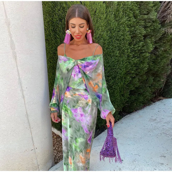 Anisten™ | Lange Damenrobe mit Halo-Dye Druck Sommer Bohemien