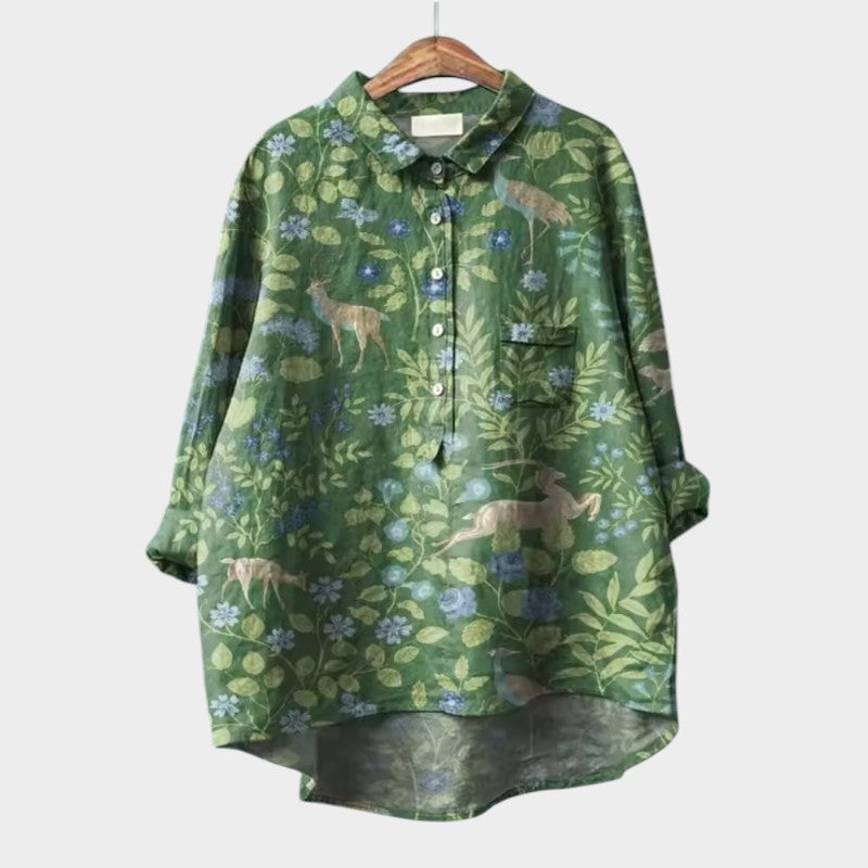 LUCIANA | Oversized Bluse mit stilisierten Katzen und einzigartigem Komfort für jeden Tag