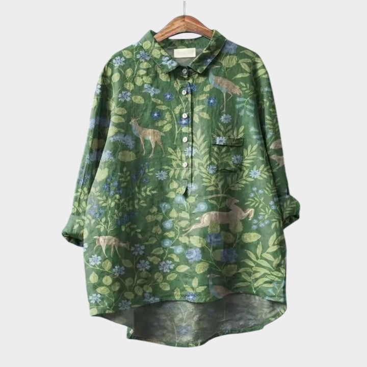 LUCIANA | Oversized Bluse mit stilisierten Katzen und einzigartigem Komfort für jeden Tag