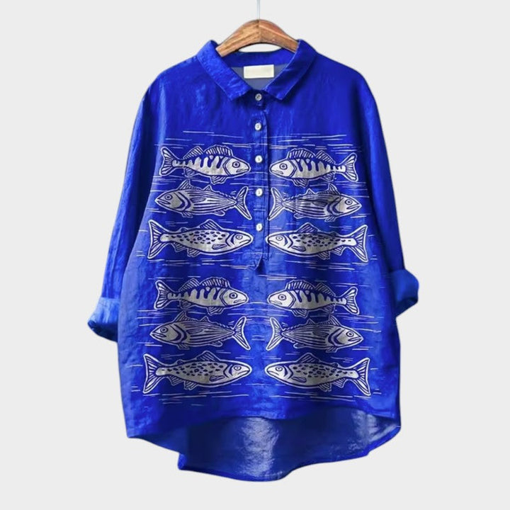 LUCIANA | Oversized Bluse mit stilisierten Katzen und einzigartigem Komfort für jeden Tag