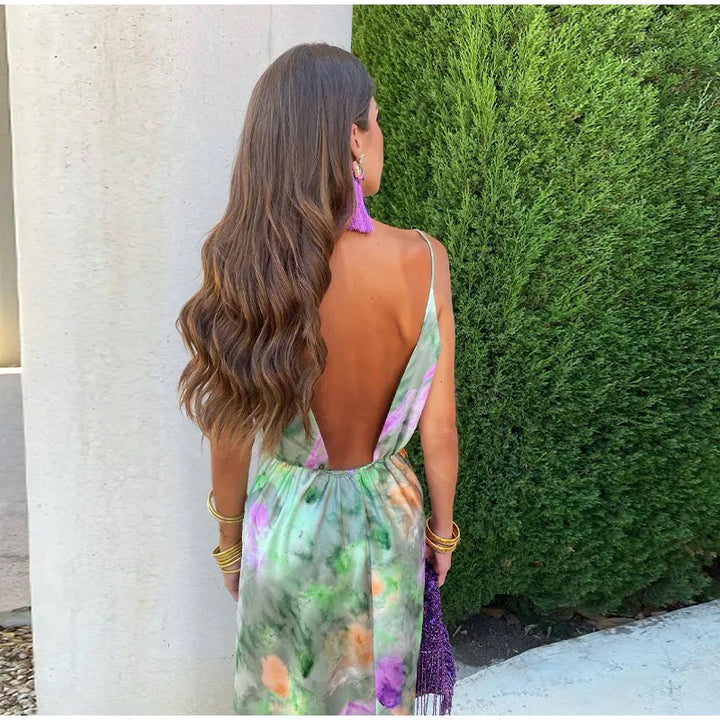 Anisten™ | Lange Damenrobe mit Halo-Dye Druck Sommer Bohemien