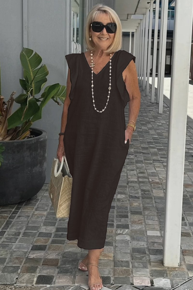 Lena | Elegantes ärmelloses Kleid aus Baumwoll-Leinen