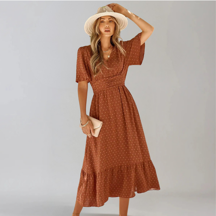 ARIA  | Mittellanges Kleid mit V-Ausschnitt