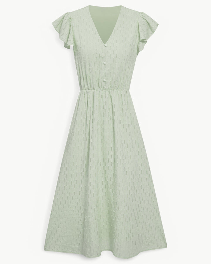 Noa-Liv | Elegantes Midikleid mit Ruchärmeln