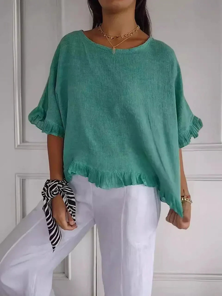 Lena | Baumwoll-Spitzenbluse mit Rüschen