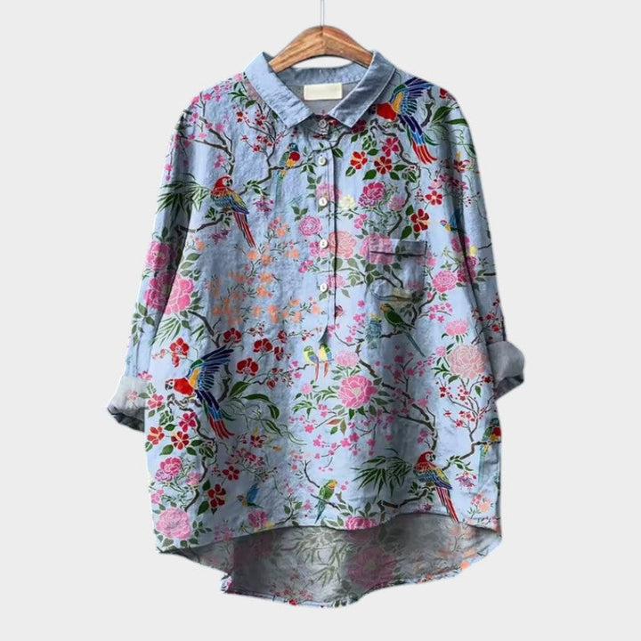 VIOLETTA | Oversized Blumenbluse mit absolutem Komfort für sonnige Tage