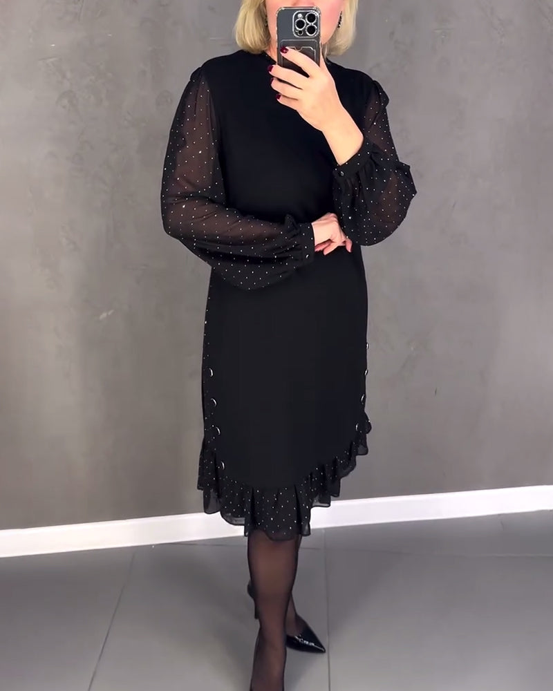 ELIANA | Elegantes Kleid mit transparenten Ärmeln und schmeichelhaftem Schnitt für Herbstveranstaltungen