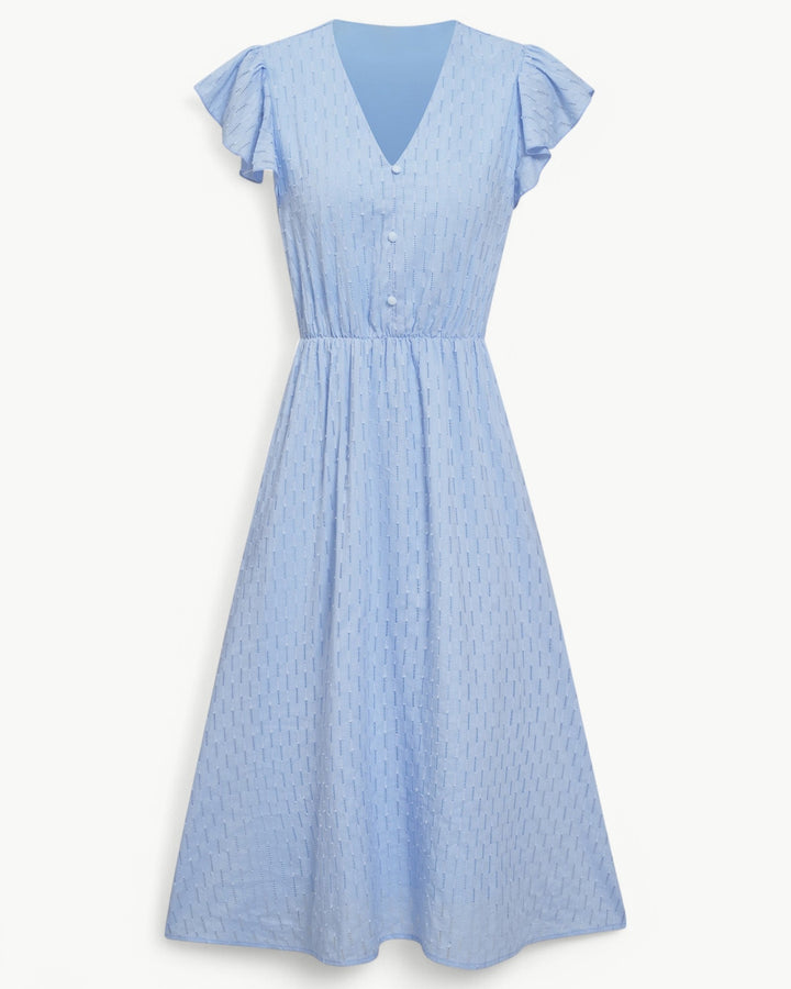 Noa-Liv | Elegantes Midikleid mit Ruchärmeln
