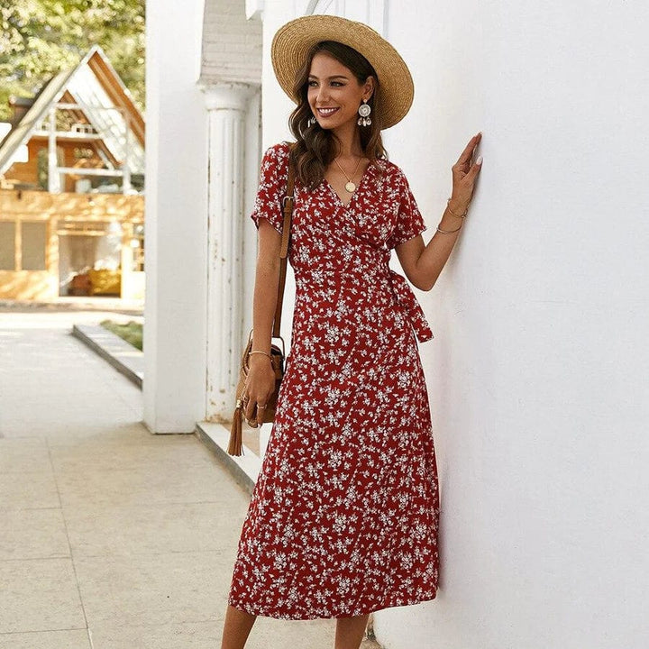 Lola™ Geblümte Ibiza Midi-Kleid