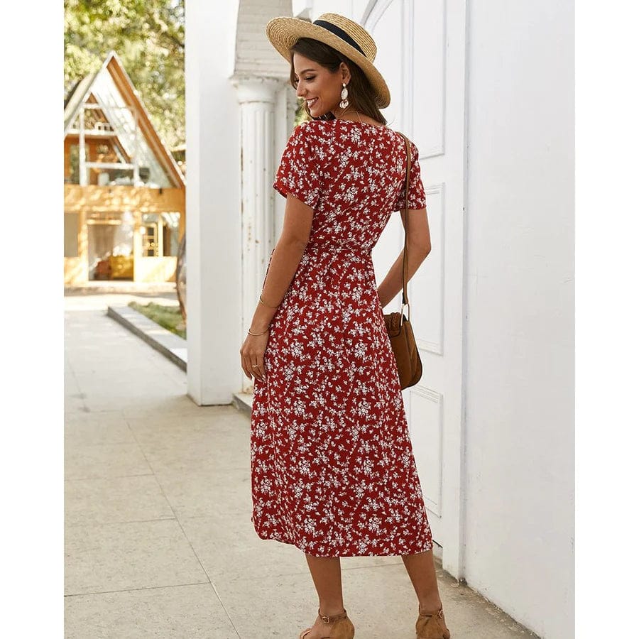 Lola™ Geblümte Ibiza Midi-Kleid