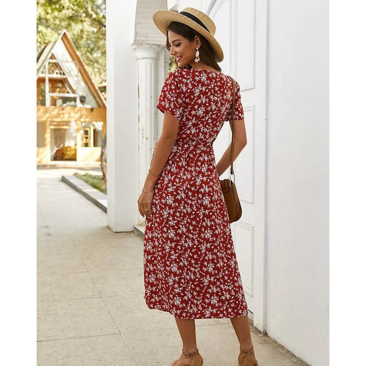 Lola™ Geblümte Ibiza Midi-Kleid