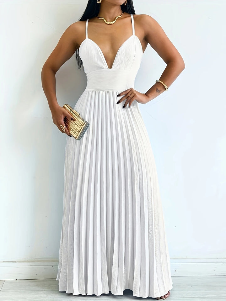 Édeline | Elegantes Plissiertes Maxikleid mit Rückendetail