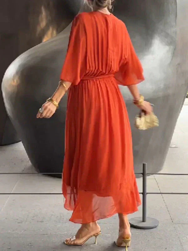 GINEVRA | Langes elegantes Kleid mit femininer Ausschnitt