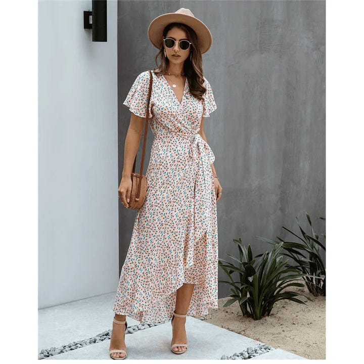 Myrthe™ - Langes Ibiza-Kleid mit Druck in Rosa