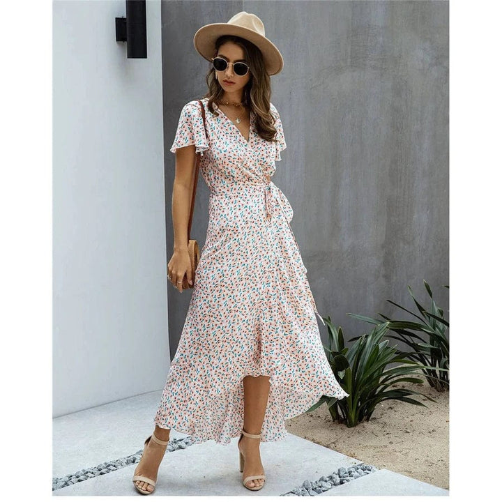 Myrthe™ - Langes Ibiza-Kleid mit Druck in Rosa